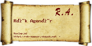 Rák Agenór névjegykártya